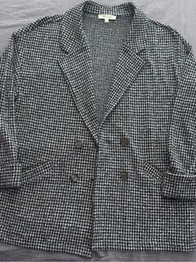 Madewell Black & White Houndstooth Double-Breasted Blazer Jacket